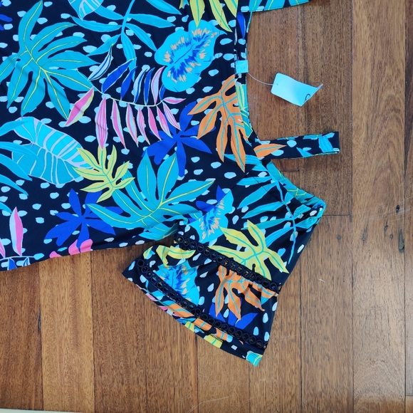 BNWT ROCKMANS|| Spot TROPICAL Cold shoulder TOP Blouse SIZE L - Picture 5 of 12
